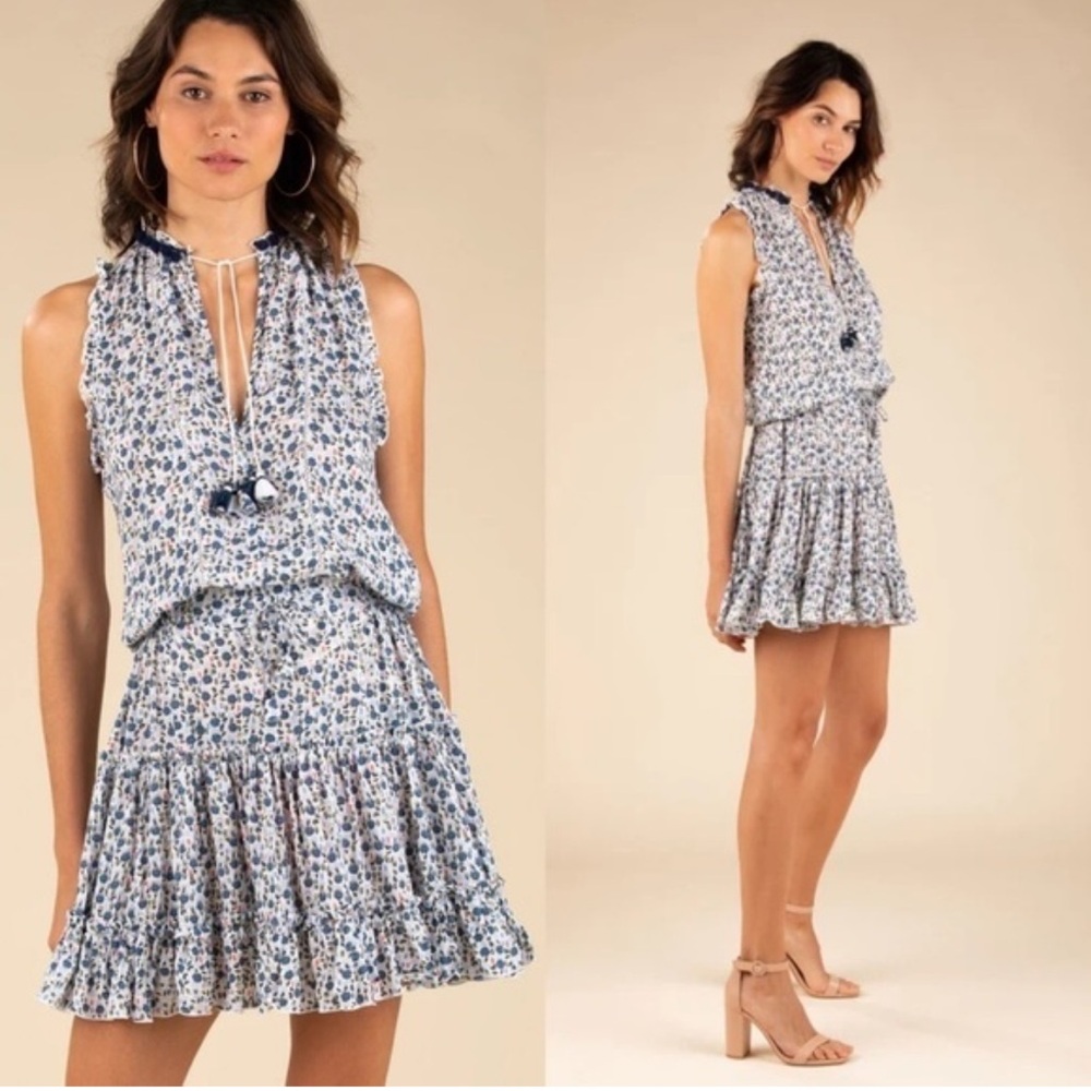 Poupette St. Barth Clara Blue Floral Mini Dress NWOT